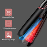 LED display straight hair curling double with curling iron con pantalla LED encendida