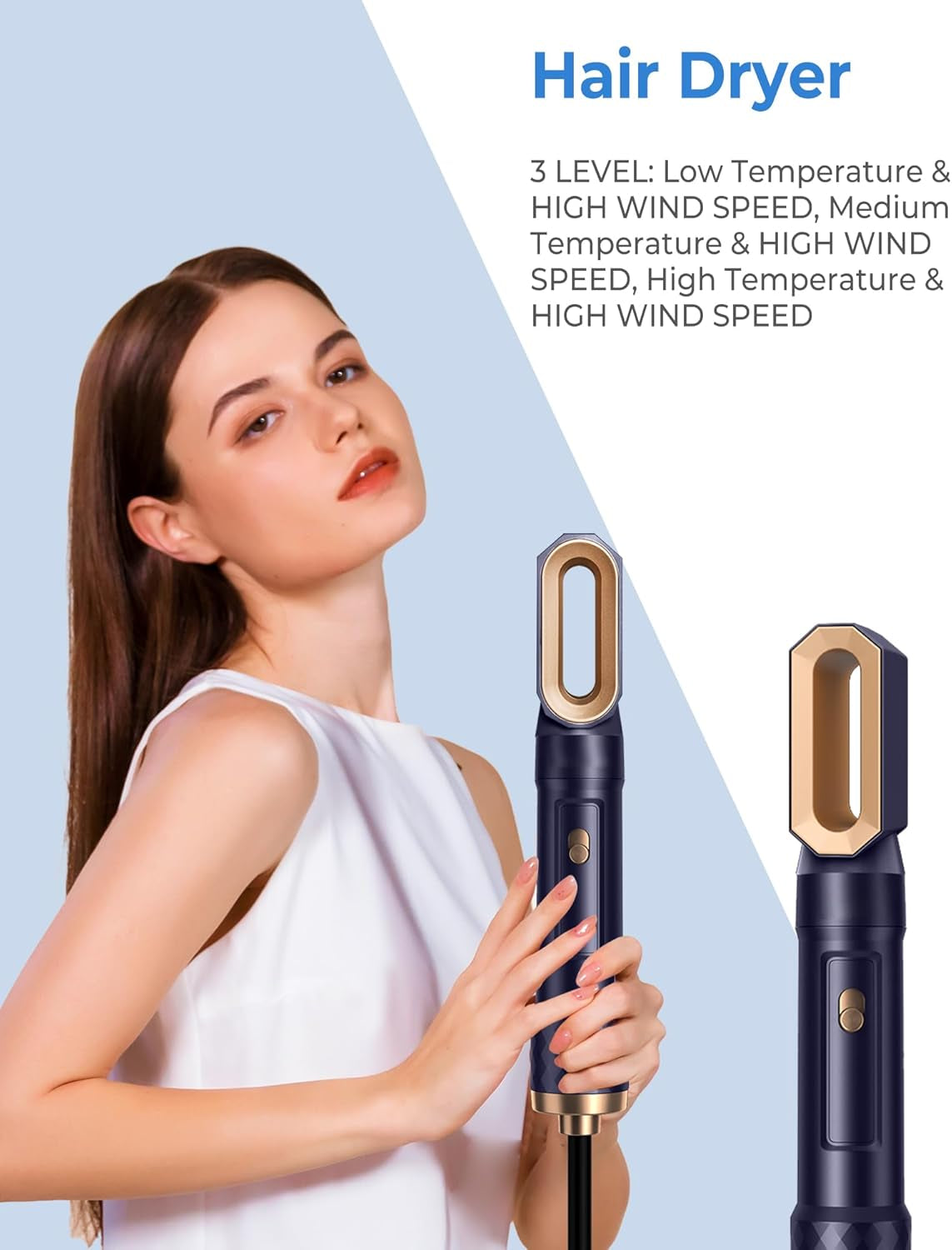 Cepillo Secador De Pelo,1000W Secador 6 En 1 Con Cepillo Alisador Pelo Rizador Pelo Ondas Secador De Pelo Moldeador Pelo Voluminizador,3 Temperaturas